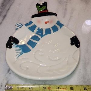 Price Drop! 🌲 Ceramic Snowman Spoon Rest/Candy Dish -Excellent condition!
